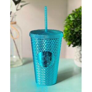 *AUTHENTIC* Starbucks Summer 2023 Blue Splash Chrome Studded Grande 16oz Tumbler